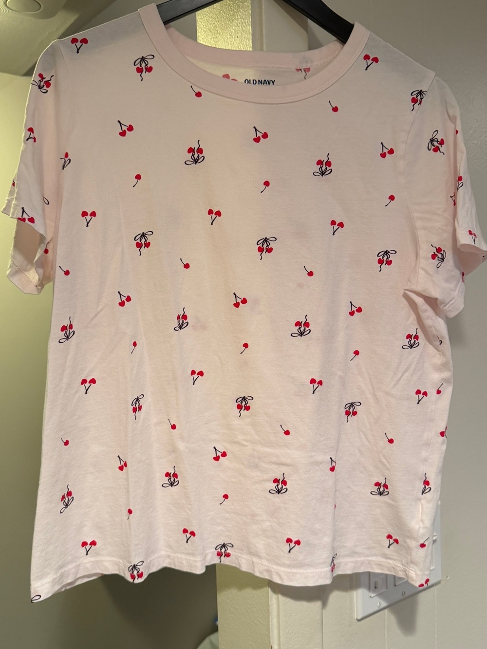 Old Navy White Tee with Red Cherry Motif